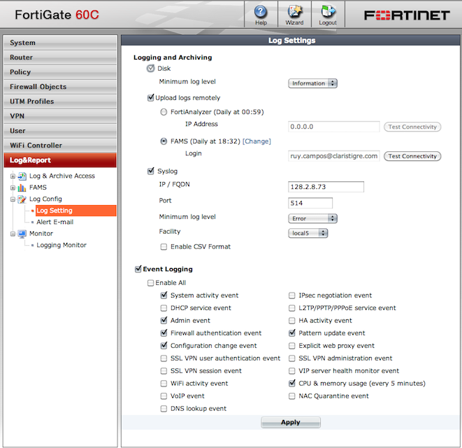rsyslog com Fortigate